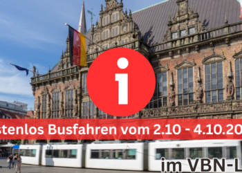 Freie Fahrt zum Einheitswochenende: Im gesamten VBN-Land kostenlos mit Bus und Bahn unterwegs