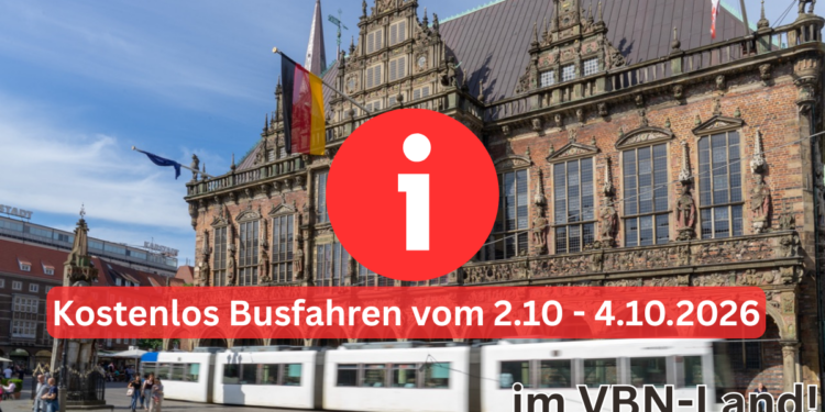 Freie Fahrt zum Einheitswochenende: Im gesamten VBN-Land kostenlos mit Bus und Bahn unterwegs